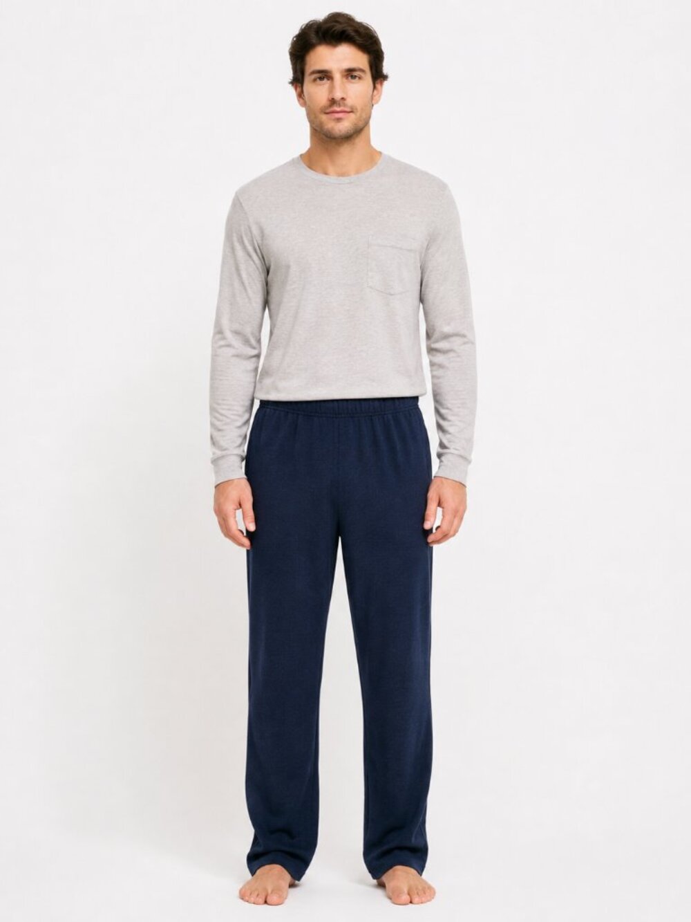 Orvis Men’s Navy Heather Lounge Pants Straight Leg Elastic Waist Estimated M
